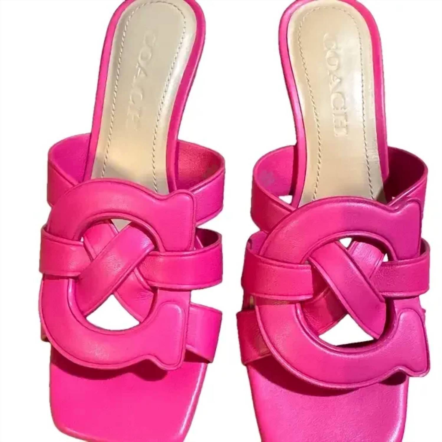 New Coach Women's Nikki Leather Sandals In Pink, Tan